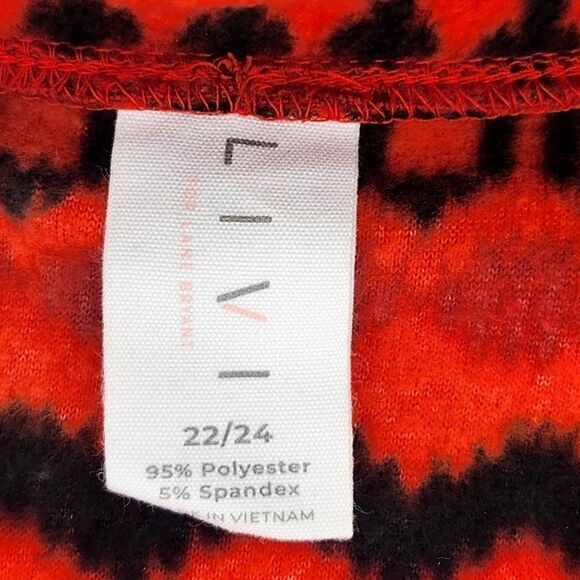 Lane Bryant Livi Pullover Top Womens 22/24 Red Geometric Print  Fleece 1/4 Zip - Picture 6 of 7